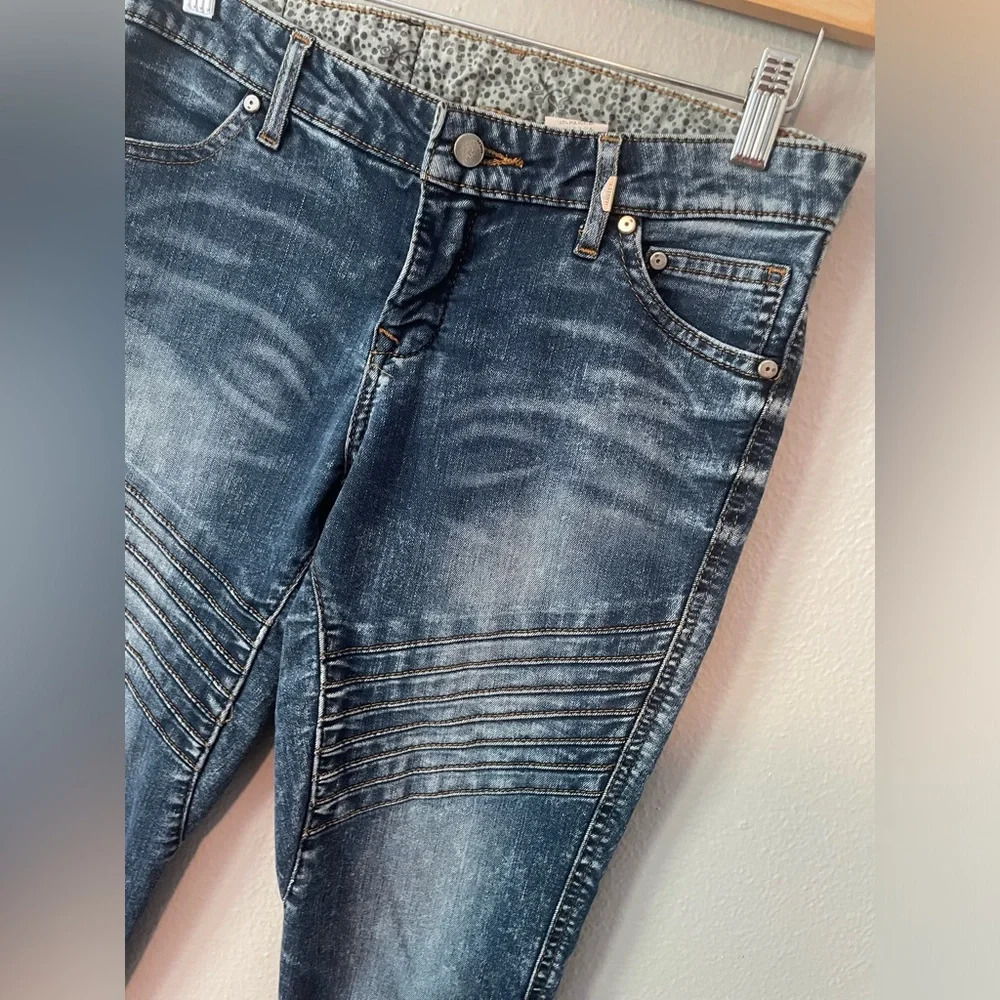 Harley Davidson Womens Dark Wash Low Rise Moto Zipper Skinny Jeans size 27 - Picture 3 of 11